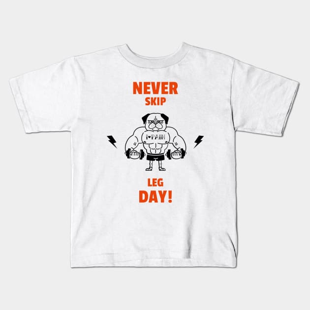 Leg Day Working Out Bodybuilding Kids T-Shirt by Tip Top Tee's